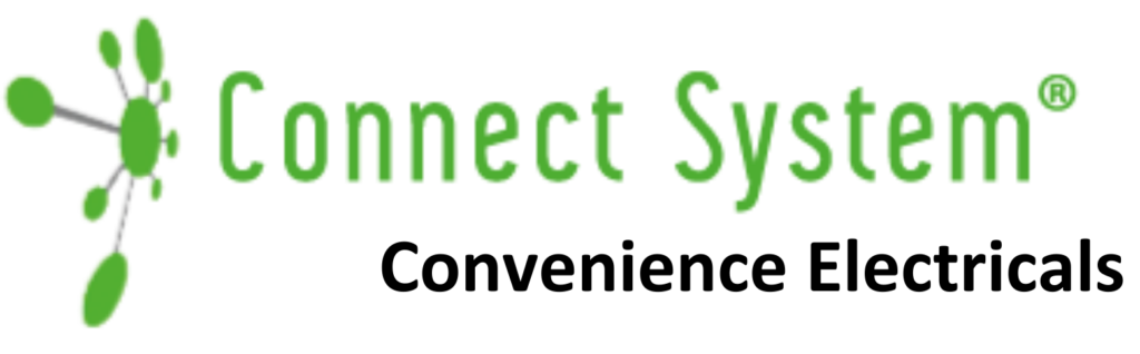 Connect System logo: green wordmark with a gray-green molecular icon to the left on a transparent background.