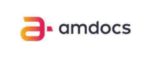 Amdocs logo with a stylized pink-to-orange 'a' and the word 'amdocs'.