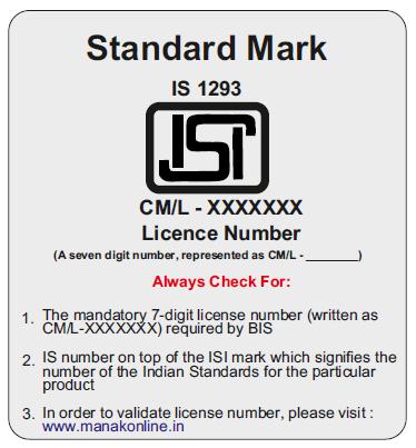 ISI Standard Mark poster with license number and verification steps (Manakonline)