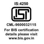 BIS certification notice: IS:4250, code CML-9600032115. Visit www.bis.gov.in for details.